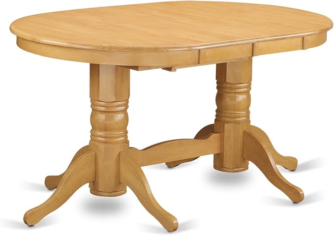East West Furniture VANO7-OAK-C 7 Piece Kitchen Table & Chairs Set Consist of an Oval Dining Room Table with Butterfly Leaf and 6 Linen Fabric Upholstered Chairs, 40x76 Inch, Oak
