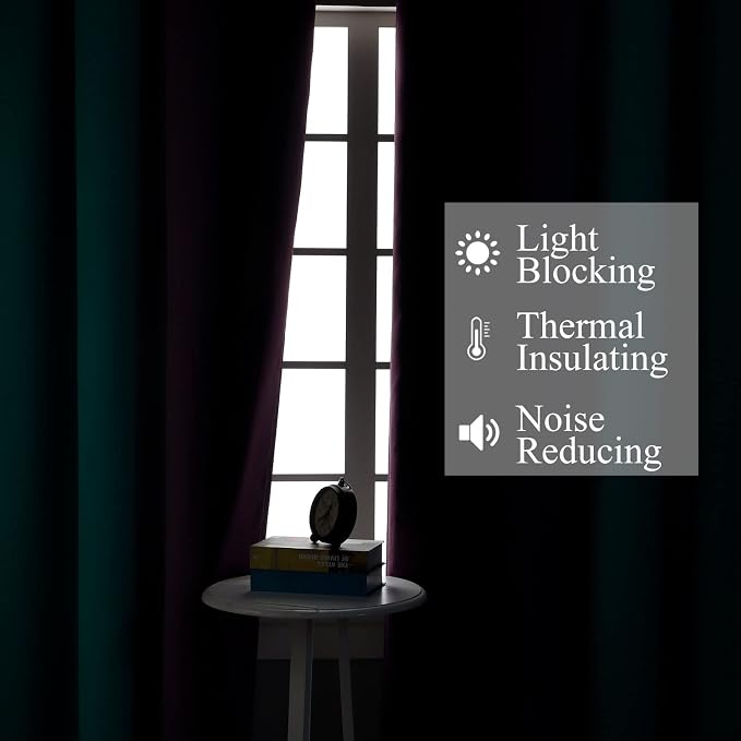Estelar Textiler Ombre Purple Blackout Curtains 96 Inches Long, Teal Curtains - Image 3