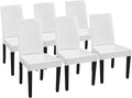 Yaheetech Dining Chairs Set of 6 Faux Leather Modern Dining Room Chairs with Rubberwood Legs and Padded Seat for Kitchen/Living Room/Restaurant, White