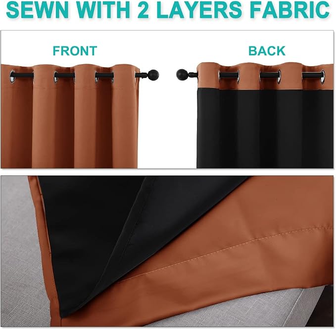 NICETOWN Full Shading Curtains 90 inches Long 2 Panels Set - Image 5