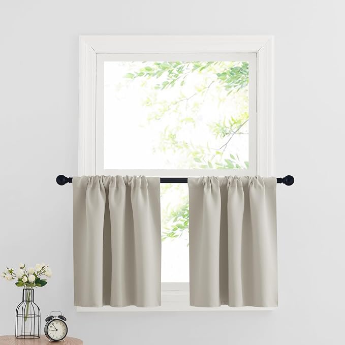 RYB HOME Cafe Curtains 30 inch Length, Short Light UV Heat Blocking Energy by RYBHOME