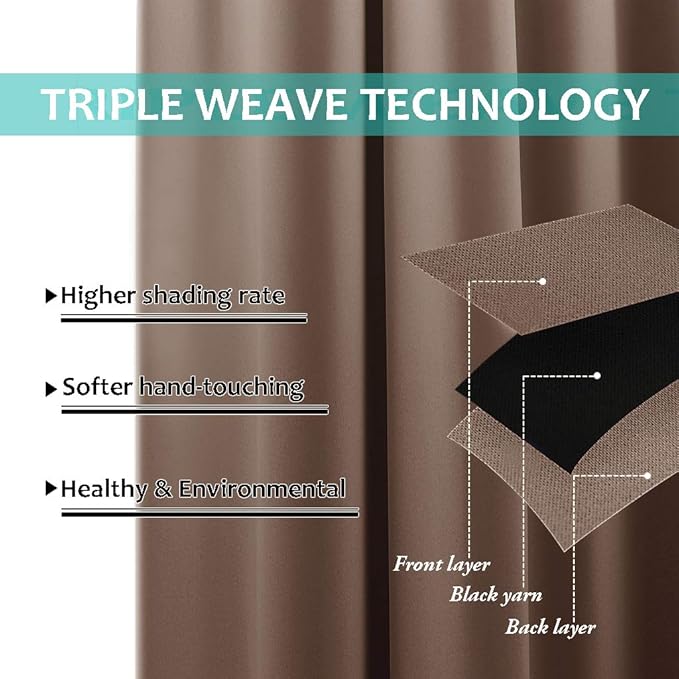 NICETOWN 100% Blackout Curtains Thermal, Noise Reduction and Privacy Curtains - Image 6
