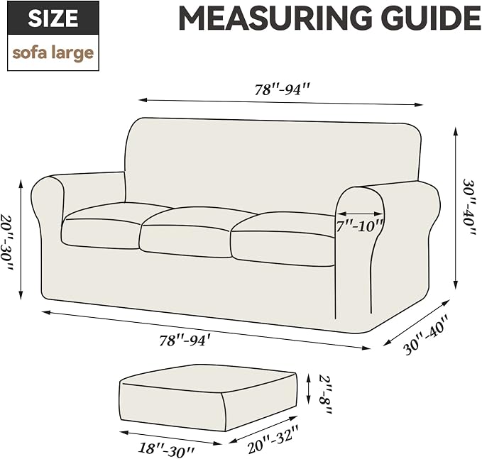 WEERRW 4 Pieces Polyester and Spandex High Stretch Couch Covers - Image 7