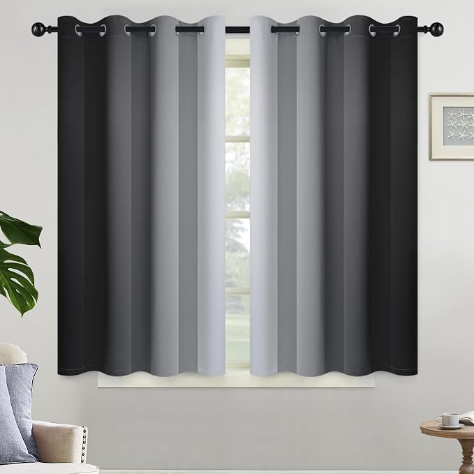 Yakamok Light Blocking Ombre Curtains, Room Darkening Grommet Window Drapes by Yakamok