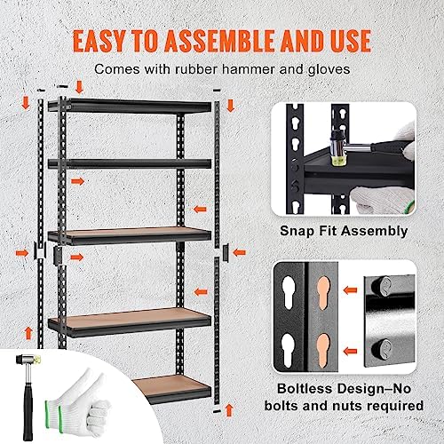 VEVOR Storage Shelves 5-Tier Adjustable 2000 lbs 30"x12"x60" Shelving Unit - Image 6