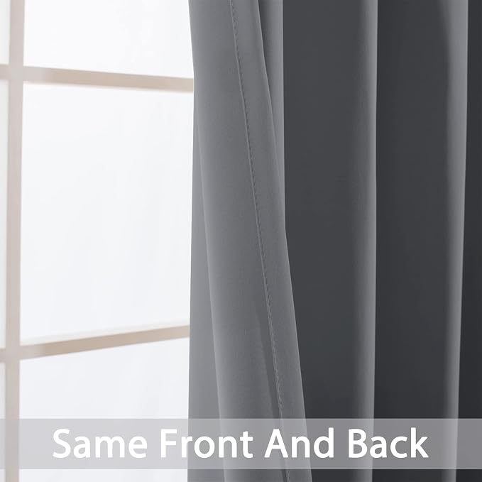 Yakamok Room Darkening Gray Blackout Curtains Thermal Insulated Grommet Curtain - Image 6