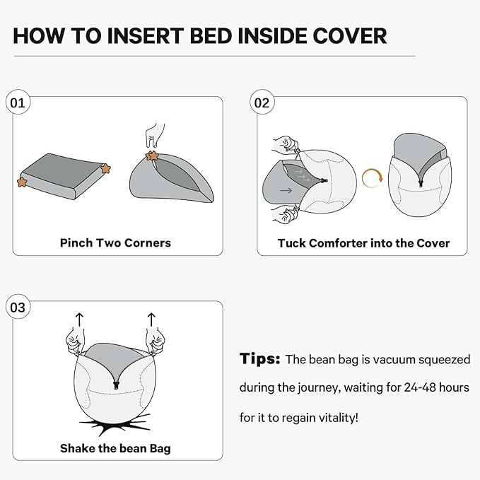 Bean Bag Chairs for Adults - Giant Bean Bag Chair Convertible Bean Bag Bed - Beanbag Chair with Micro Fiber Cover/Furniture Foam Filler - Floor Couch Sofa in Bedroom Dorm Room - Full Charcoal