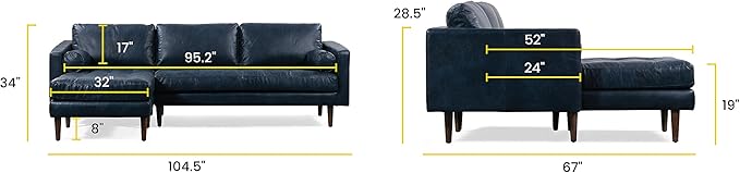 POLY & BARK Napa Furniture, 104.5 inches, Midnight Blue