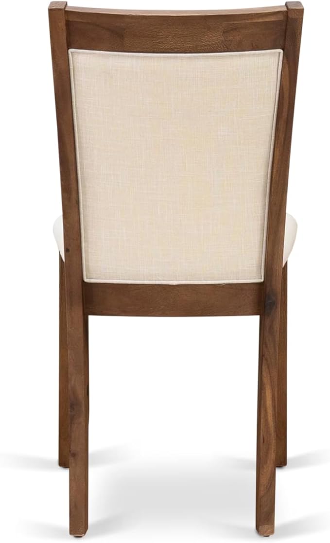 East West Furniture V727MZN32-9 9 Piece Dining Room Furniture Set Includes a Rectangle Dining Table with V-Legs and 8 Light Beige Linen Fabric Upholstered Chairs, 40x72 Inch, Multi-Color
