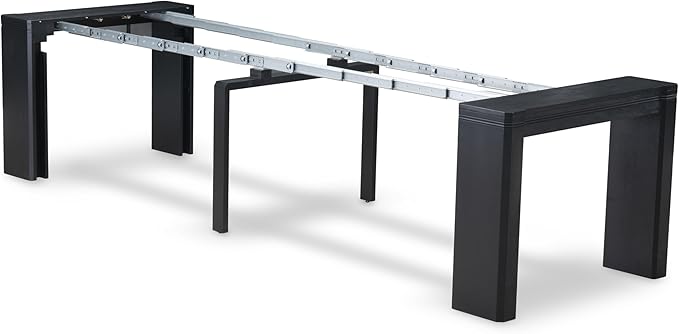 X07SI-BC6-48 - 10-Pc Dining Room Set a Rectangular Kitchen Table with a coffee Table and wooden Bench & 7 coffee Fabric Dining Chairs, 39x120 Inch, Wire Brushed Black