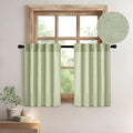 MIULEE Sage Green Kitchen Curtains 36 Inch Length 2 Panels, Soft Thick Linen by MIULEE
