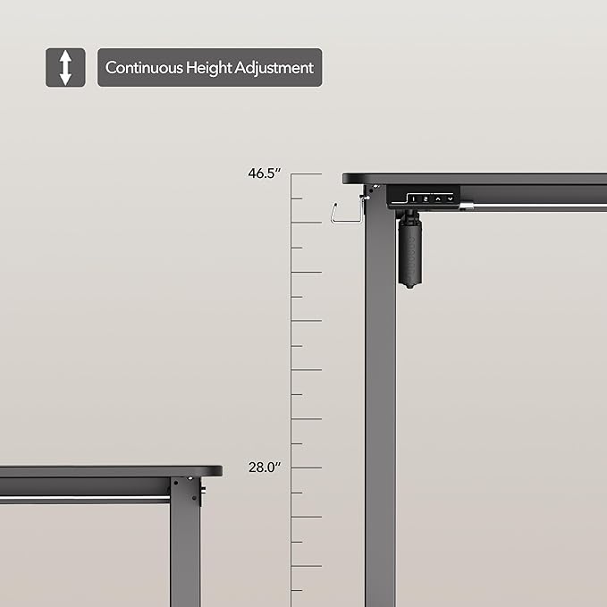 Electric Standing Desk Adjustable Height, 48x24 Inches Sit Stand up Desktop for Home Office, Ergonomic Rising Computer Table with Memory Preset, Black