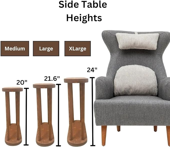 Oval Solid Wood Narrow Side Table, Slim Small Pedestal Coffee Table for Living Room, Modern Minimalist Design for Small Spaces, Recliner Drink Table (Chestnut, Medium)