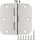 12 Pack Interior 3.5" Brushed Nickel Door Hinges for Doors 3 1/2 Inch Rounded 5/8" Noise Free Residential Standard Hinge for Study Spare/Play/Lounge/Bed Room,Walk-in Closet,DIY Table,Celler,Balcony