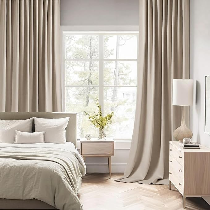 MIULEE Taupe Back Tab Blackout Curtains 63 Inch Length 2 Panels Set - Image 2