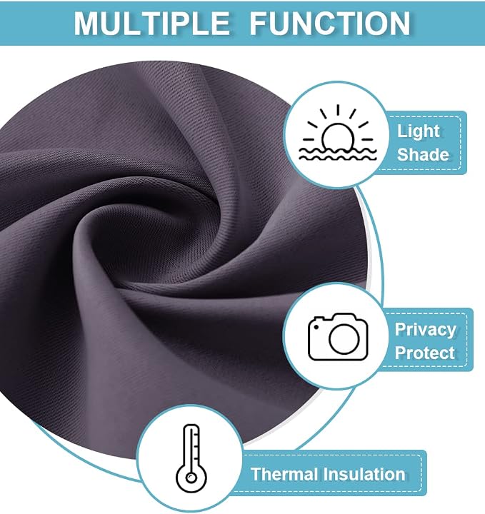 RYB HOME Blackout Curtains for Bedroom Living Room 63 inches Long, Thermal - Image 5