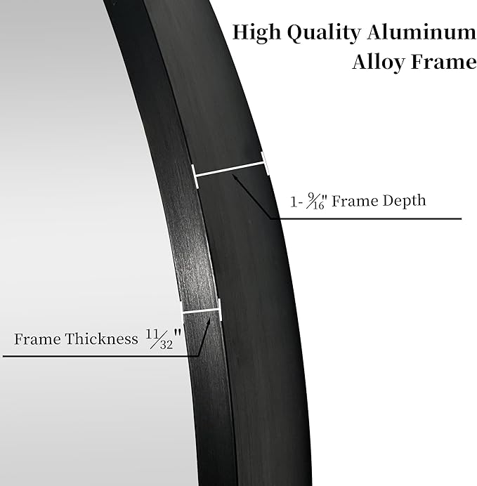 36 inch Large Black Round Mirror for Wall Decor, Brushed Metal Framed Circle Mirror for Bathroom, Vanity, Bedroom, Living Room, Entryway Decor