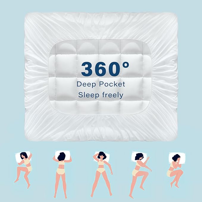 Anluoer Twin Mattress Topper, Memory Foam Pillow Top Mattress Topper for Back Pain, Extra Thick Breathable Mattress Pad with 8-21" Deep Pocket, 39x75 Inches, White