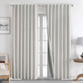 Joydeco Natural Linen Curtains 96 inch Length 2 Panels Set Burg 100% Blackout Patio Door Curtain Room Darkening Sliding Door Curtains Thermal Insulated Back tab Rod Pocket(105x96 inch, White)