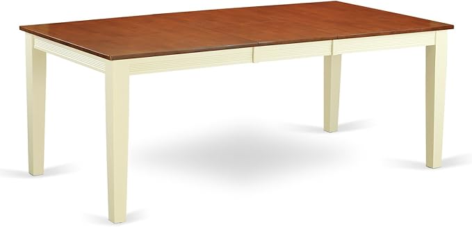 East West Furniture QUPL7-WHI-W 7 Piece Kitchen Table & Chairs Set Consist of a Rectangle Dining Room Table with Butterfly Leaf and 6 Solid Wood Seat Chairs, 40x78 Inch, Buttermilk & Cherry