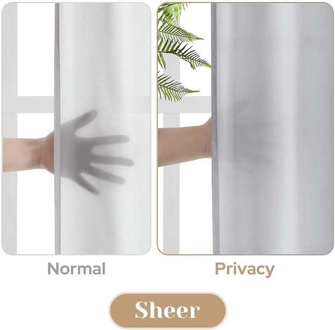 HOMEIDEAS Non-See-Through Light Grey Privacy Sheer Kitchen Curtains, 30 X 36 - Image 3
