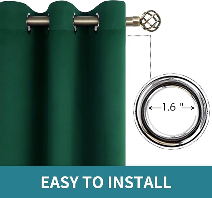 BGment Green Blackout Curtains 54 Inch Length 2 Panels Set, Grommet Thermal - Image 5