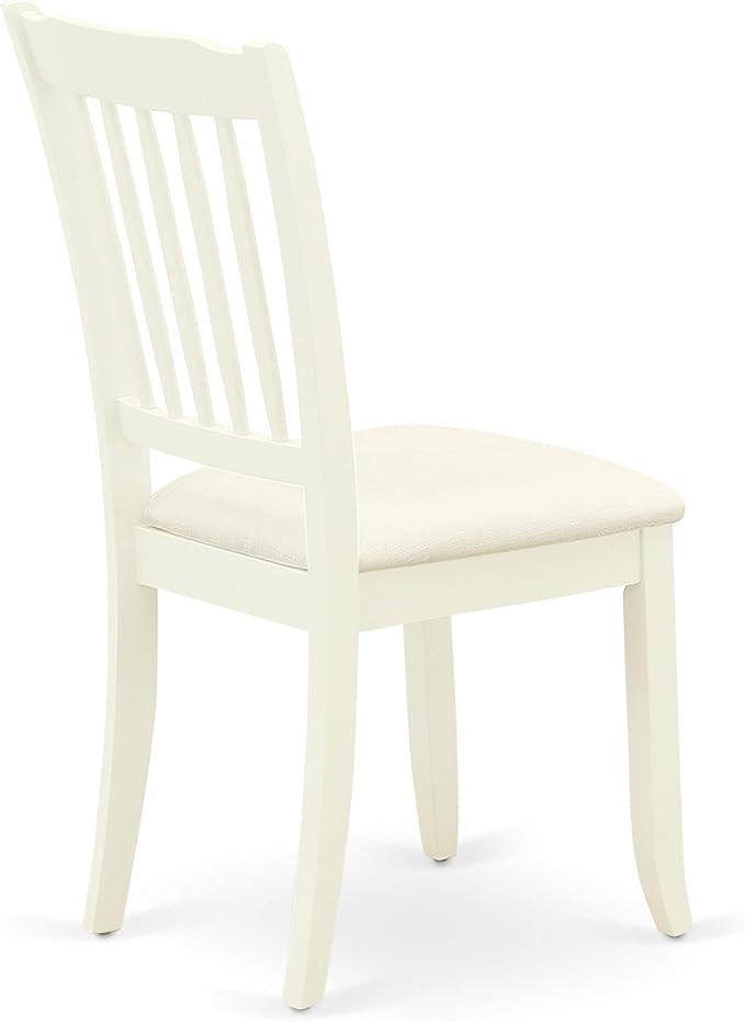 East West Furniture HBDA5-LWH-C 5 Piece Kitchen Table & Chairs Set Includes a Round Dining Room Table with Pedestal and 4 Linen Fabric Upholstered Chairs, 42x42 Inch, Linen White