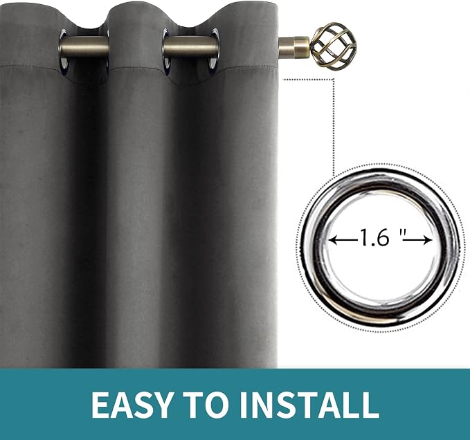 BGment Blackout Curtains 54 Inch Length 2 Panels Set, Dark Grey Room Darkening - Image 5