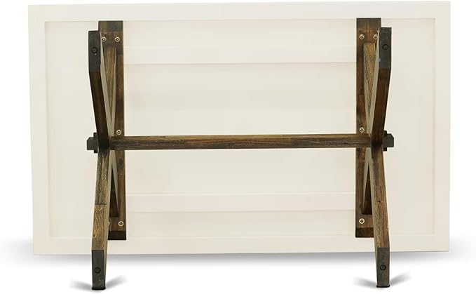 East West Furniture X727MZ716-5 5 Piece Modern Dining Table Set Includes a Rectangle Wooden Table with X-Legs and 4 Dark Khaki Linen Fabric Parson Dining Chairs, 40x72 Inch, Multi-Color