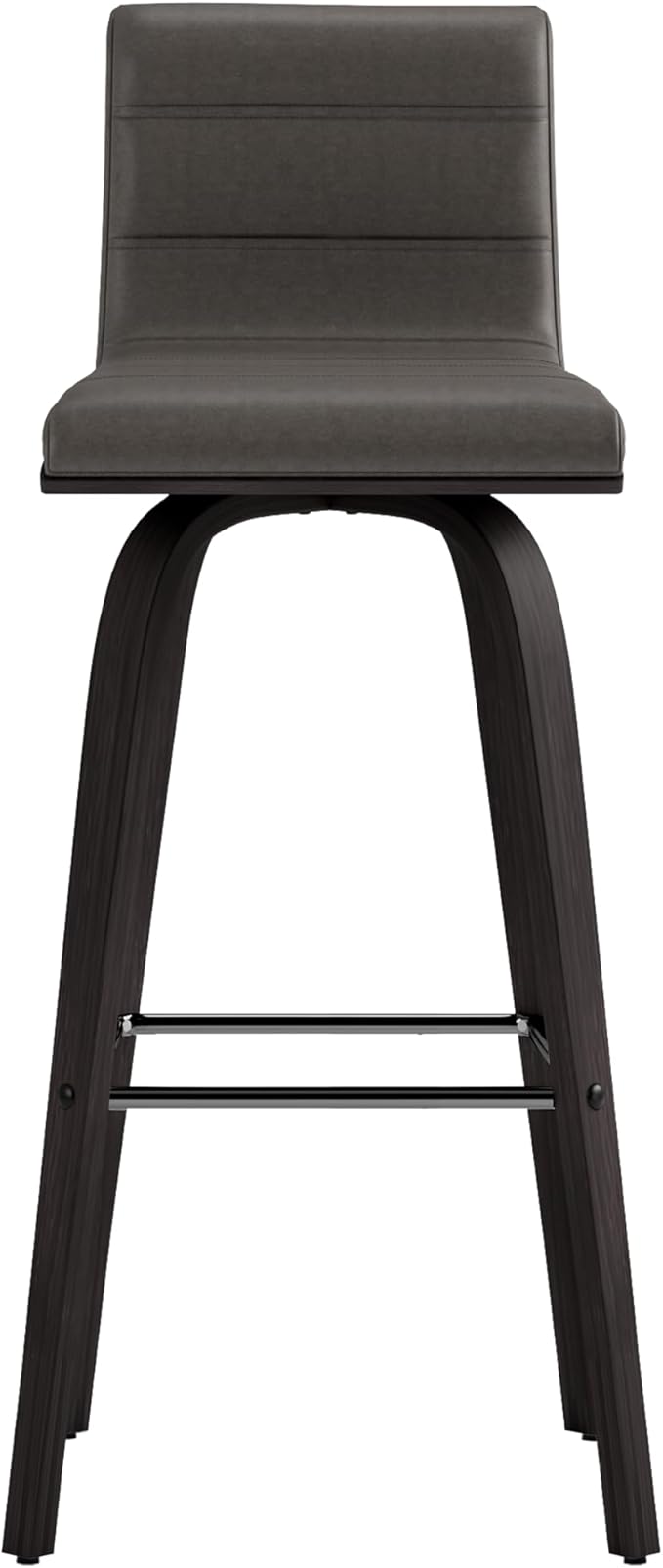 Armen Living Vienna 30" Swivel Bar Stool in Black Wood Finish with Gray Faux Leather - Set of 2