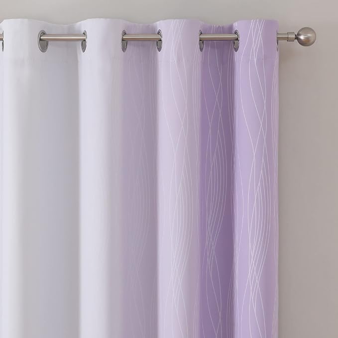 Estelar Textiler Lilac and Greyish White Gradient Blackout Curtains - Image 4