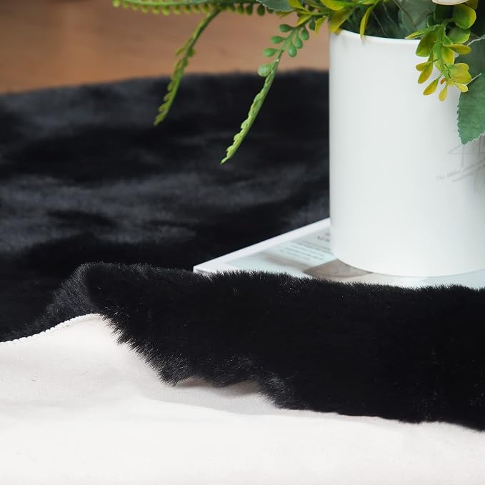 ORINOVA Black Fluffy Living Room Furry Rugs - Image 4