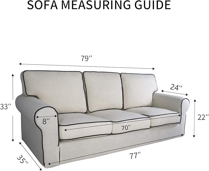 PureFit Reversible Sofa Couch Cover Water Resistant Couch Covers for 3 Cushion, Washable Furniture Cover with Non-Slip Foam and Adjustable Strap for Dogs, Pets (Sofa, Blue/Ivory)