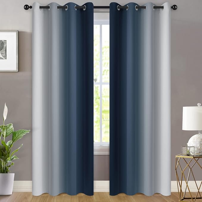 Yakamok Room Darkening Ombre Curtains 96 Inch Length, Light Blocking Grommet - Image 2
