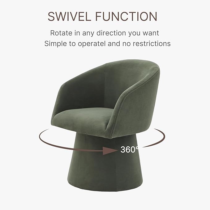 Swivel Dining Chairs Modern Accent Armchair Side Deskchair for Diningroom Vanity Bedroom Livingroom Reading Room,Green,1 Box
