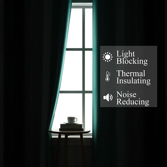 Estelar Textiler Navy Blue and Teal Blackout Curtains 54 Inch Length, Full - Image 3