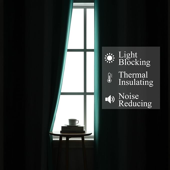 Estelar Textiler Navy Blue and Teal Gradient Blackout Curtains - Image 3