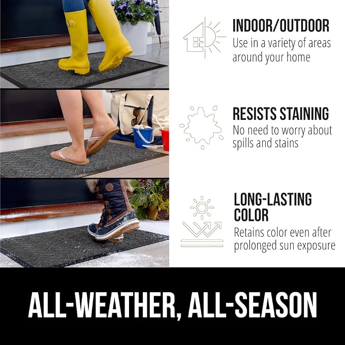 GORILLA GRIP 100% Waterproof All-Season WeatherMAX Doormat, US Designed Natural - Image 3