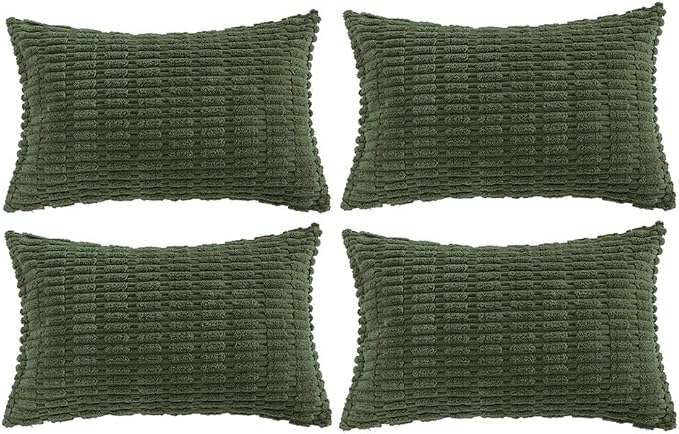 Fancy Homi 4 Packs Boho Olive Green Decorative Throw Pillow Covers 16x24 Inch by Fancy+Homi