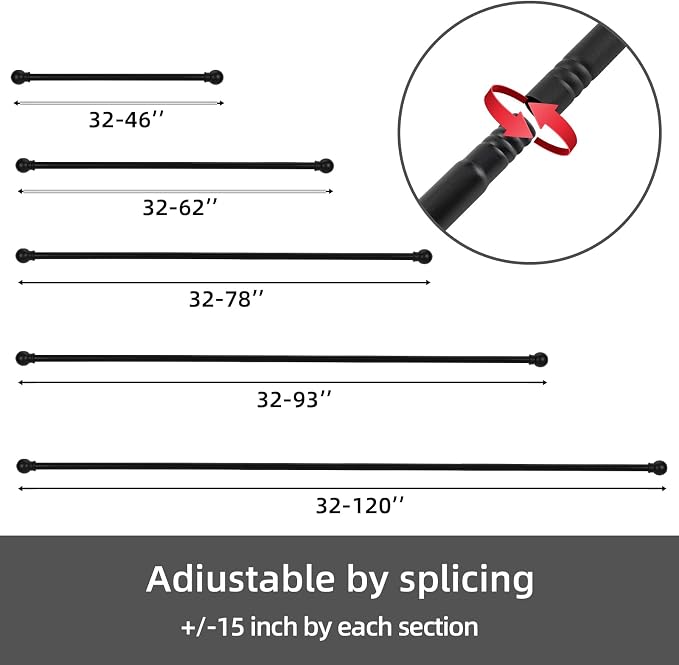 GXOACKJ Curtain Rods for windows 66-120 inch, 5/8 inch Decorative Matte Black - Image 7