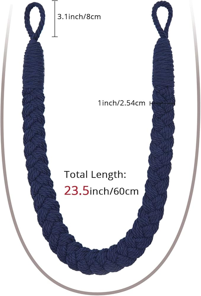 NICEEC 2 Pack Natural Cotton Rope Curtain Tiebacks Elegant Boho Style - Image 3
