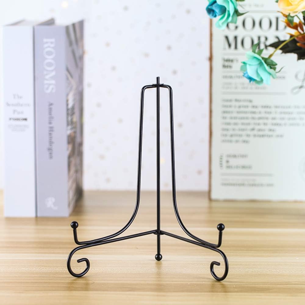 (2 pack)Iron Display Stand, Black Iron Easel Plate Display Photo Holder Stand, Displays Picture Frames, Cookbooks, Decorative Plates, Tablets and Art 8 Inch