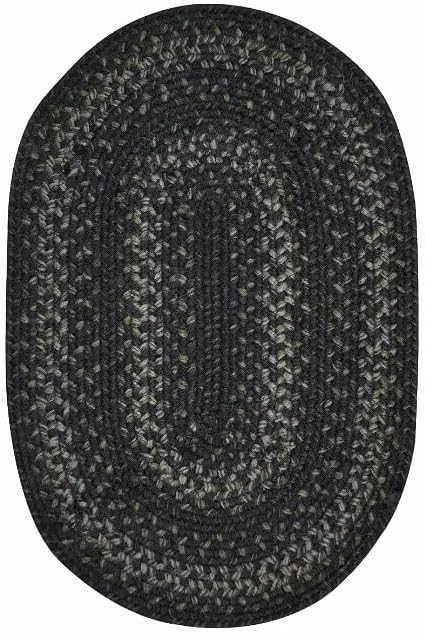 Homespice Jet Black Oval Area Rugs 4x6' – Hand Braided Gray and Black Area Rug for Living Room and Bedroom