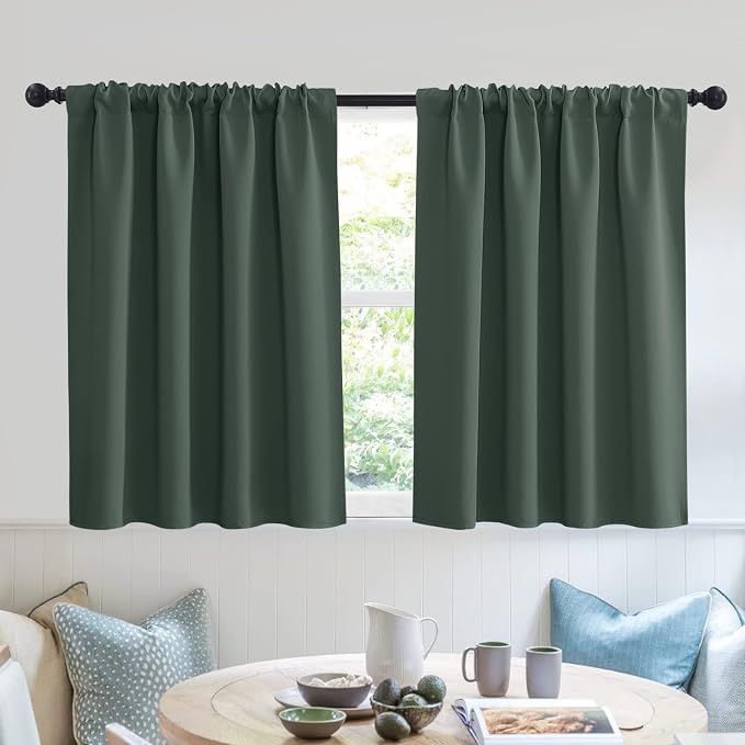 RYB HOME Blackout Privacy Bathroom Window Curtains, Short Thermal Insulated by RYBHOME