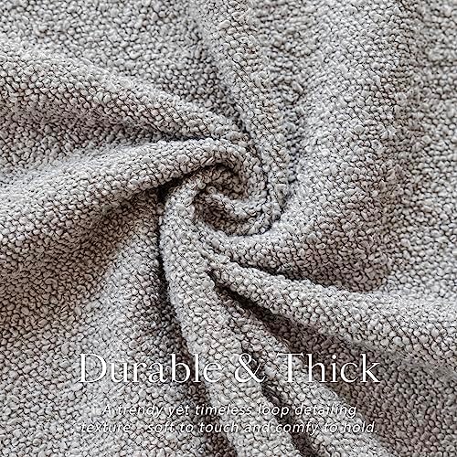 Foindtower Decorative Textured Boucle Throw Pillow Cover 16x16 Neutral Grey - Image 2