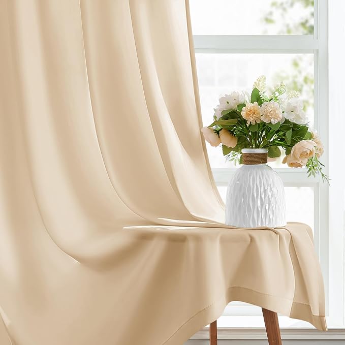 HOMEIDEAS Non-See-Through Beige Privacy Sheer Curtains, 52 X 84 Inches Long 2 - Image 6