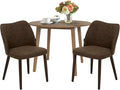 COLAMY 3-Piece Extendable Dining Table Set for 2, 36" Kitchen Round Wood Table with 2 Wooden Dining Room Chairs,Light Brown/Dark Brown