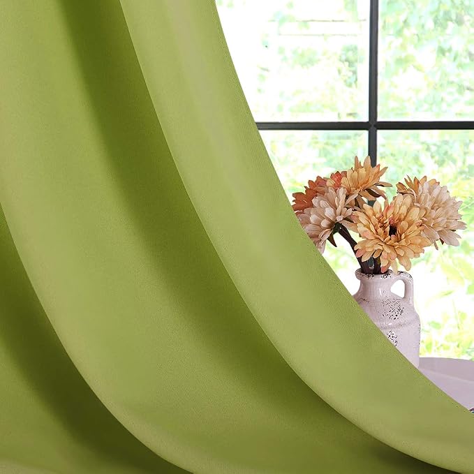NICETOWN Blackout Window Curtains 70" L, 2 Panels, 34 inch, Fresh Green - Image 4