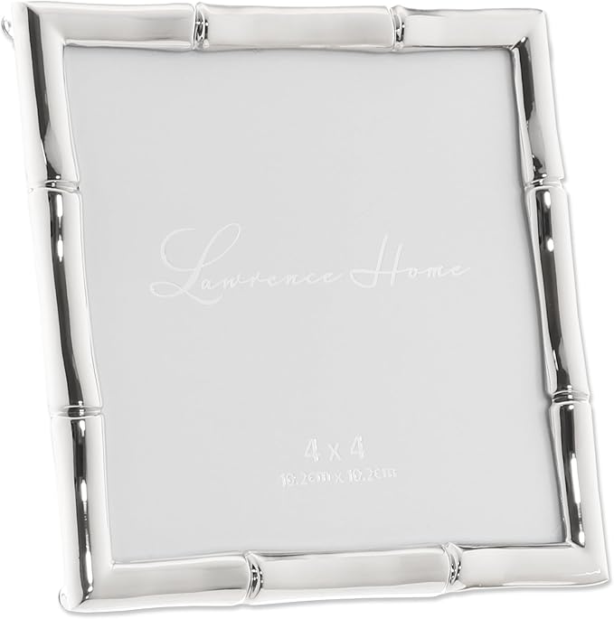 Lawrence Frames Bamboo Design Metal Frame, 4x4, Silver