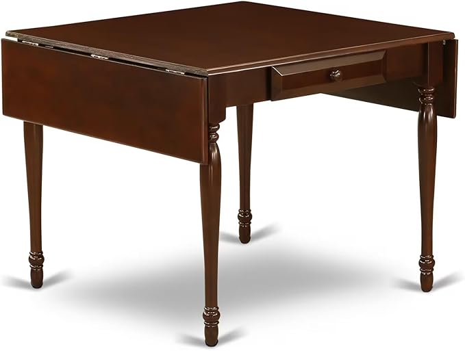 East West Furniture MZNO5-MAH-C 5 Piece Modern Dining Table Set Includes a Rectangle Wooden Table with Dropleaf and 4 Linen Fabric Dining Room Chairs, 36x54 Inch, Mahogany